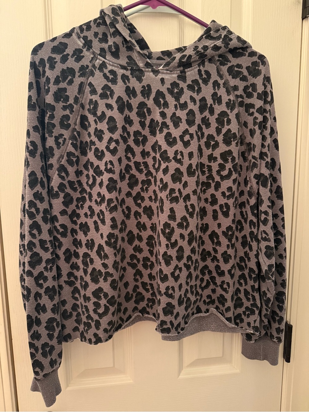Lucky Brand Leopard Print Hoodie - Gray & Black